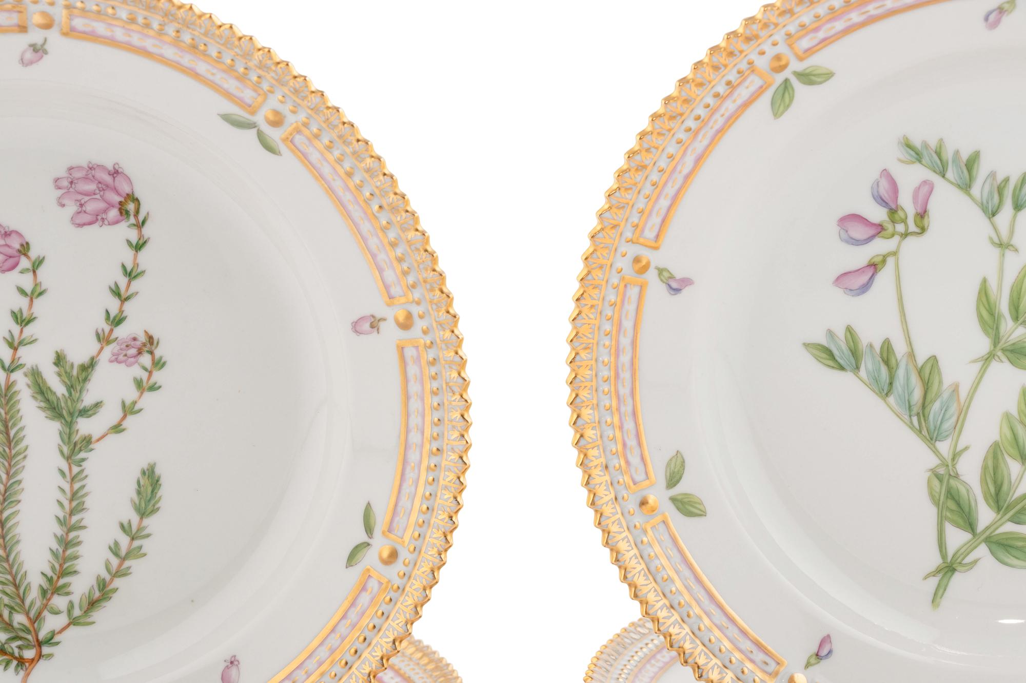 A Set of Thirteen Royal Copenhagen Flora Danica Porcelain Salad Plates