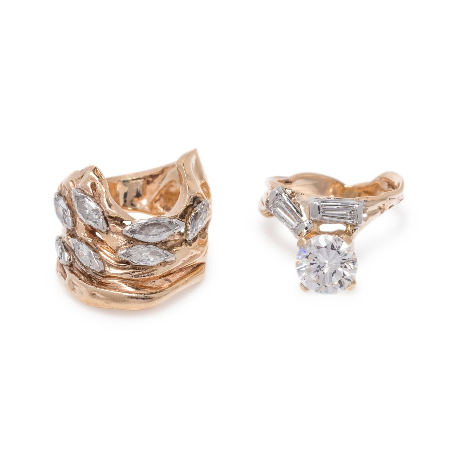 YELLOW GOLD AND DIAMOND RING SET