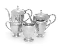 An American Silver Coffee and Tea Service, M. Fred Hirsch Co., Jersey City, NJ, Early 20th Century, comprising a coffee pot, a teapot,