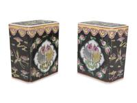 A Pair of Chinese Export Famille Noire Cache Pots — 19TH/20TH CENTURY