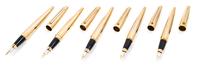 A Group of Five S.T. Dupont Gold-Plated Ellipsis Fountain Pens