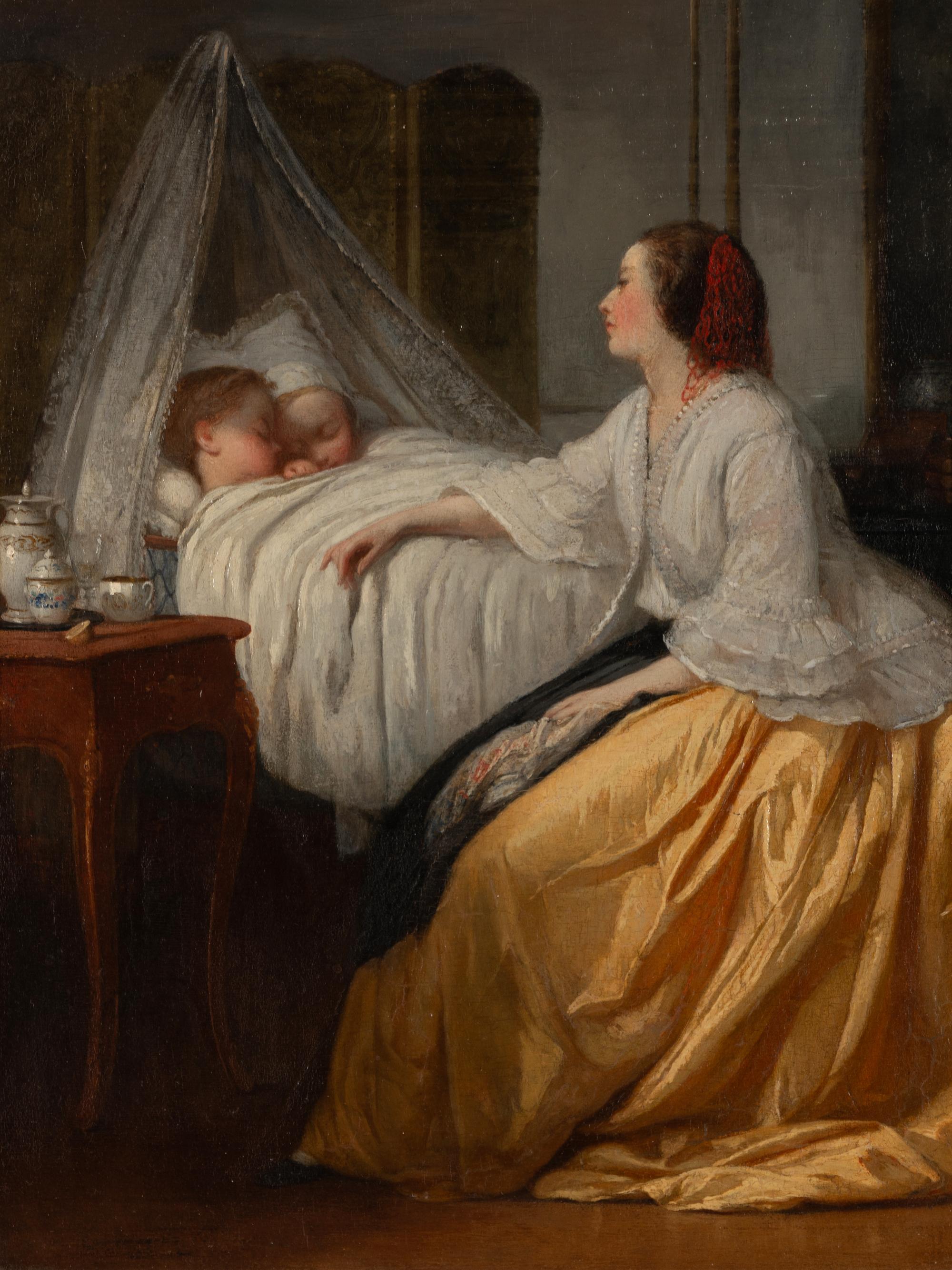 Interior with a Mother and Sleeping Children