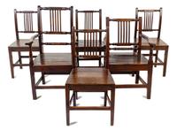 A Set of Six George III Provincial Oak Dining Chairs Height of tallest 37 inches. — LATE 18TH CENTURY