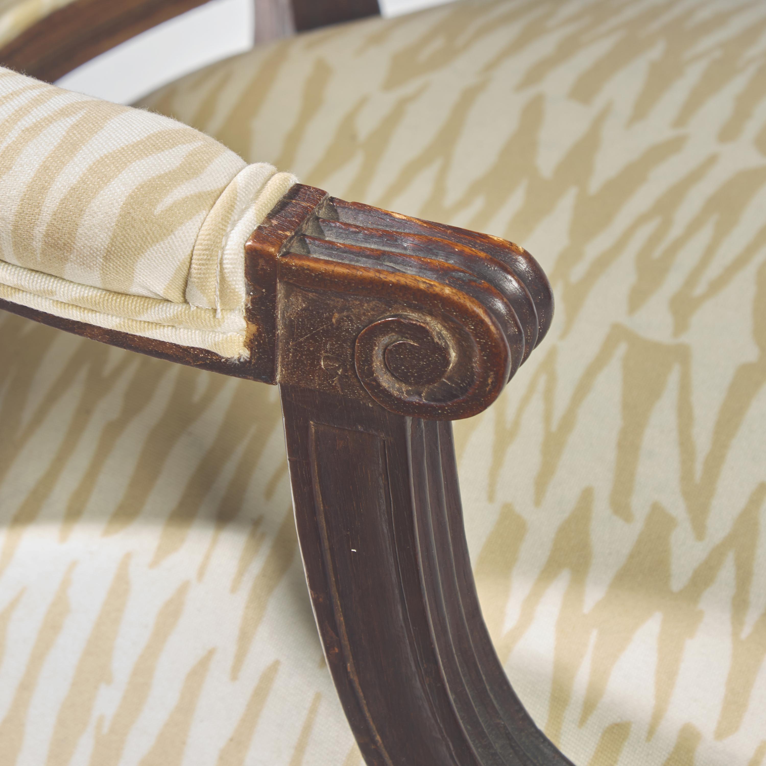 A Federal Carved Mahogany Armchair in the French Taste
