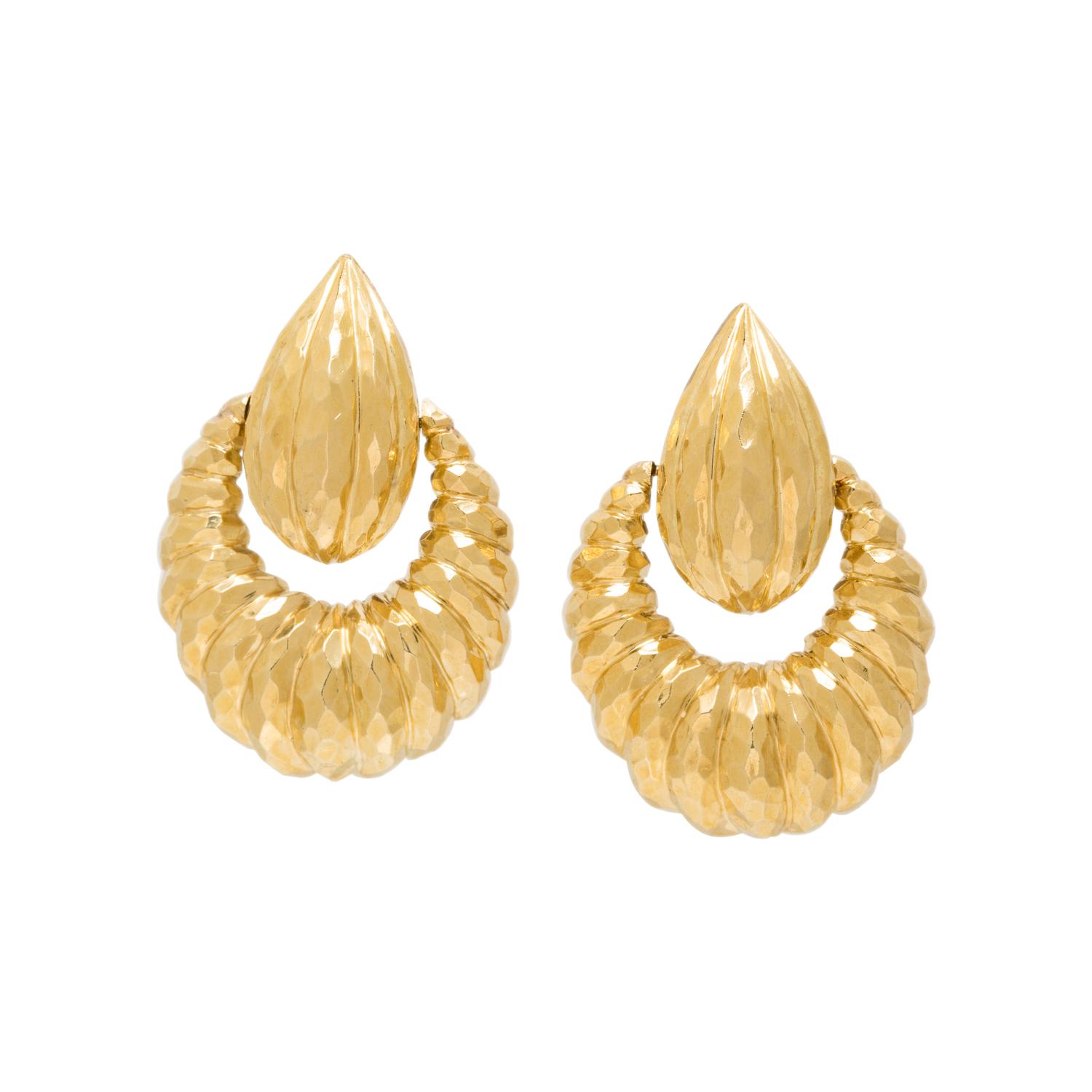 CARTIER, YELLOW GOLD DOOR KNOCKER EARRINGS
