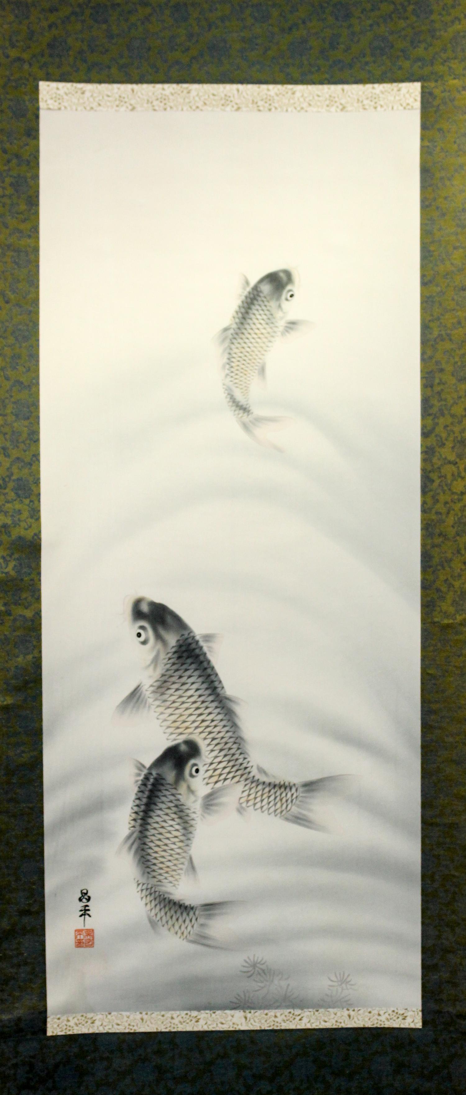 After Wu Changping, , depicting three fish beneath a surface of rippling water