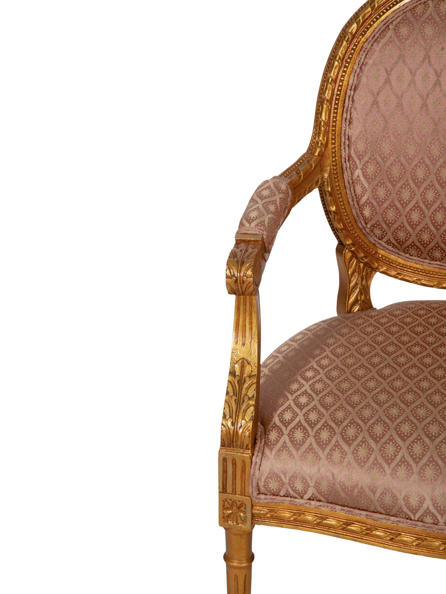 A Louis XVI Style Giltwood Fauteuil