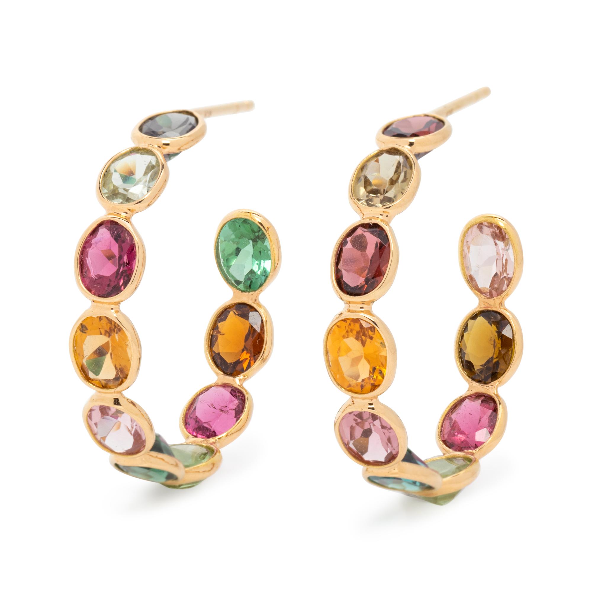 MULTICOLOR TOURMALINE HOOP EARRINGS
