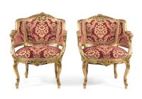 A Louis XV Style Giltwood Salon Suite Height of bergere 33 3/4 inches. — FIRST HALF 20TH CENTURY