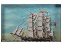 A Carved and Painted Wood Ship Diorama