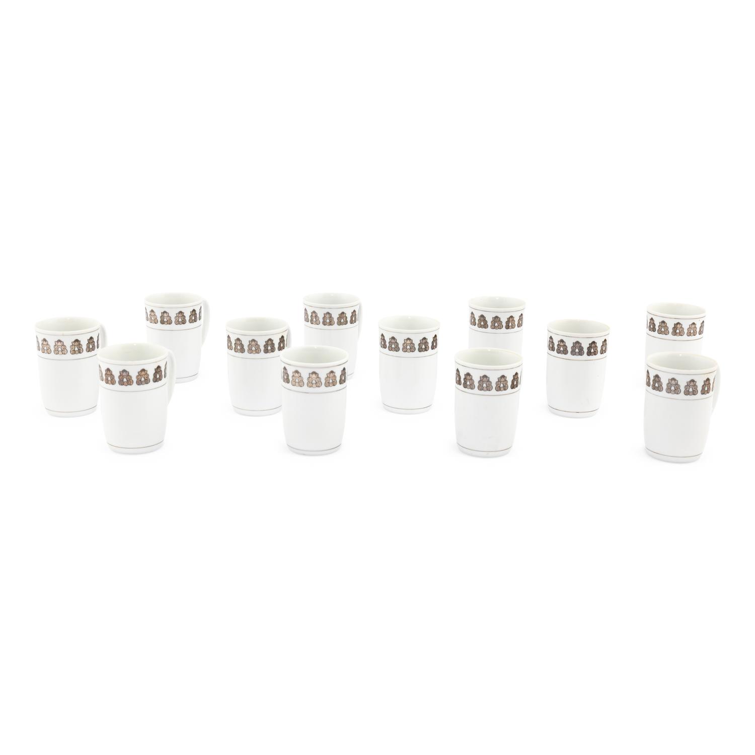 A Set of Twelve Georg Jensen Acorn Porcelain Coffee Mugs