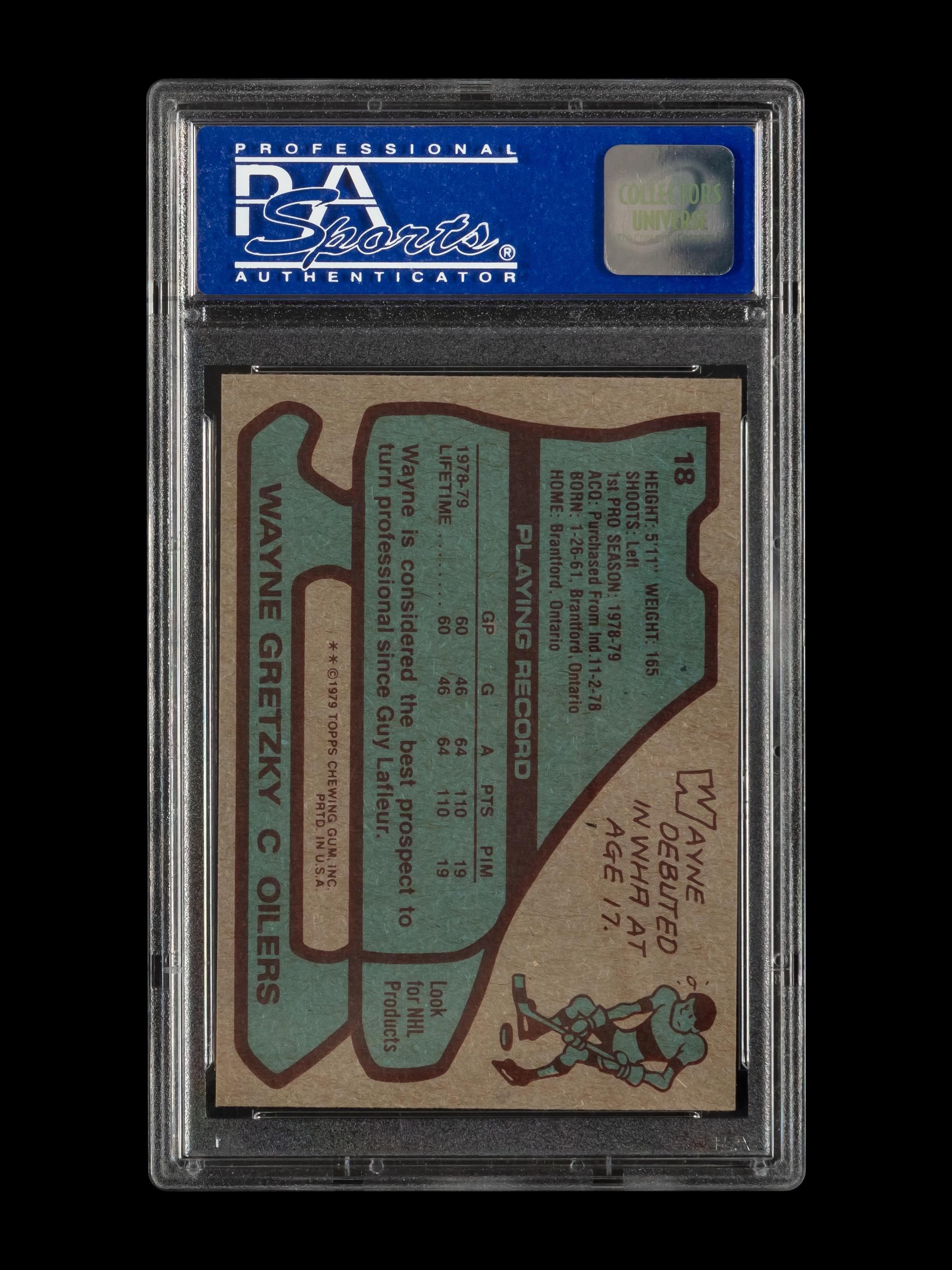 A 1979 Topps Wayne Gretzky Rookie Hockey Card No. 18 (PSA 8 NM-MT PD)