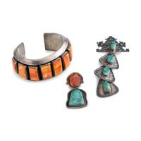 Silver, Turquoise, and Spiny Oyster Jewelry
