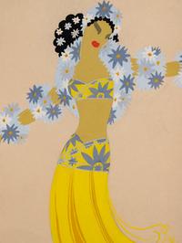 A Group of Three Costume Designs: Tableaux Mah Jongg - Vieux Chinoise , 1924; La Visite du Coulisses - Zizi Jeanmaire ; and South Sea Islands - Danseuse