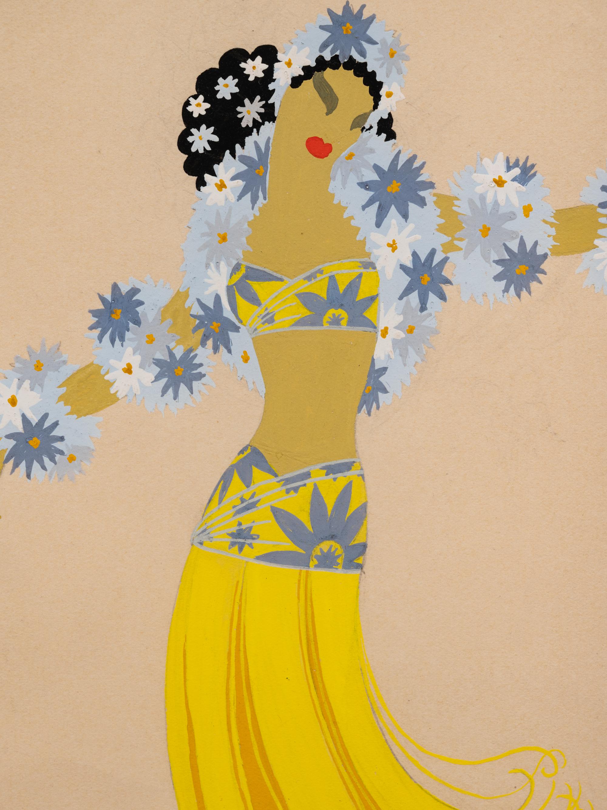 A Group of Three Costume Designs: Tableaux Mah Jongg - Vieux Chinoise , 1924; La Visite du Coulisses - Zizi Jeanmaire ; and South Sea Islands - Danseuse