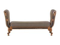 An Empire Style Painted and Parcel Gilt Metal Bench