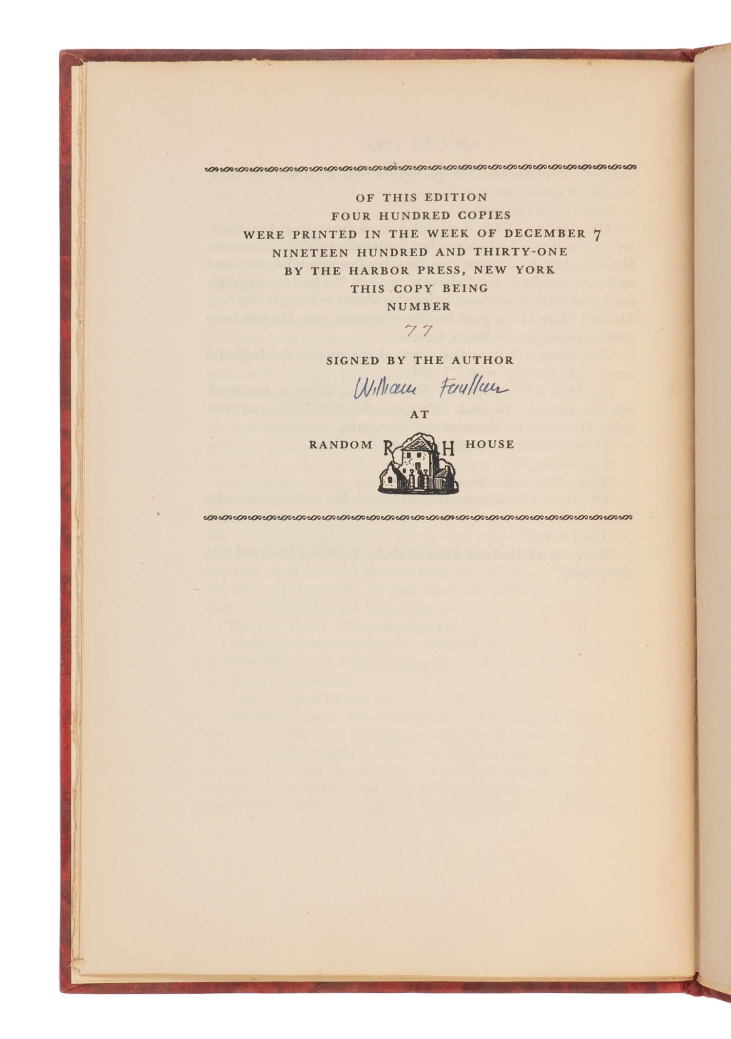 FAULKNER, William (1897-1962). Idyll in the Desert . New York: Random House, 1931.