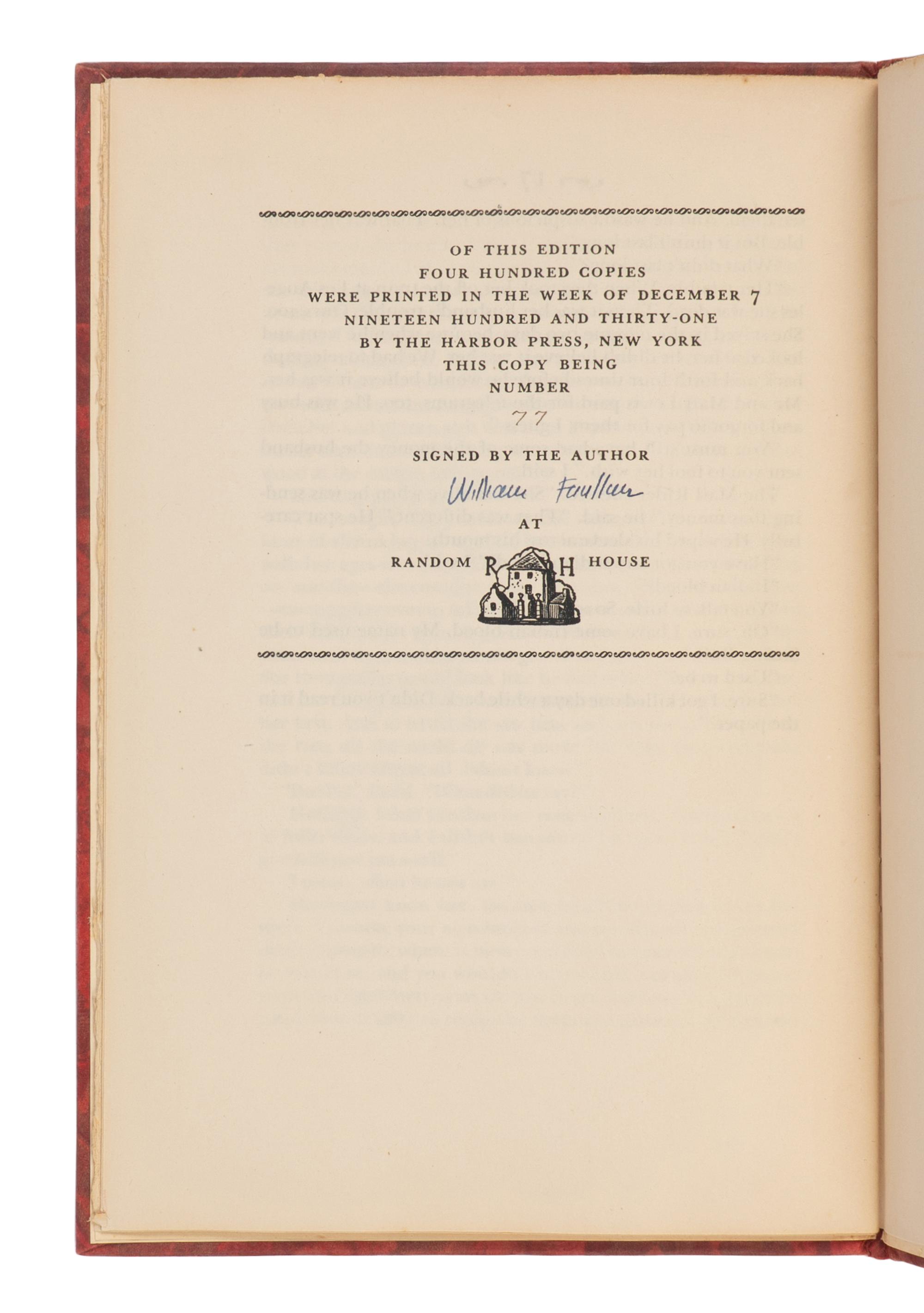 FAULKNER, William (1897-1962). Idyll in the Desert . New York: Random House, 1931.