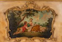 A French Painted and Parcel Gilt Trumeau Mirror