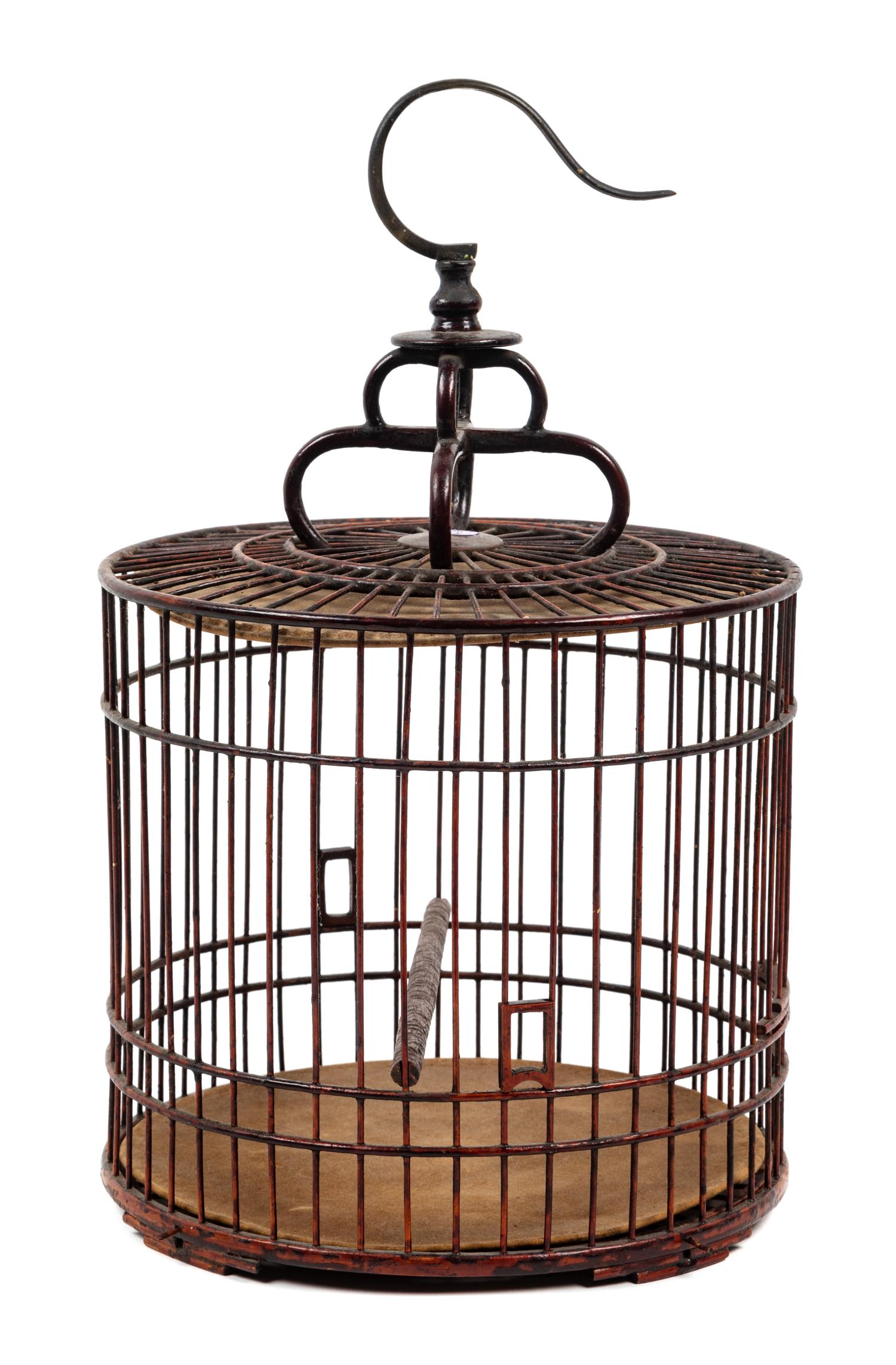 A Chinese Bamboo Birdcage Height 16 inches. — 19TH CENTURY