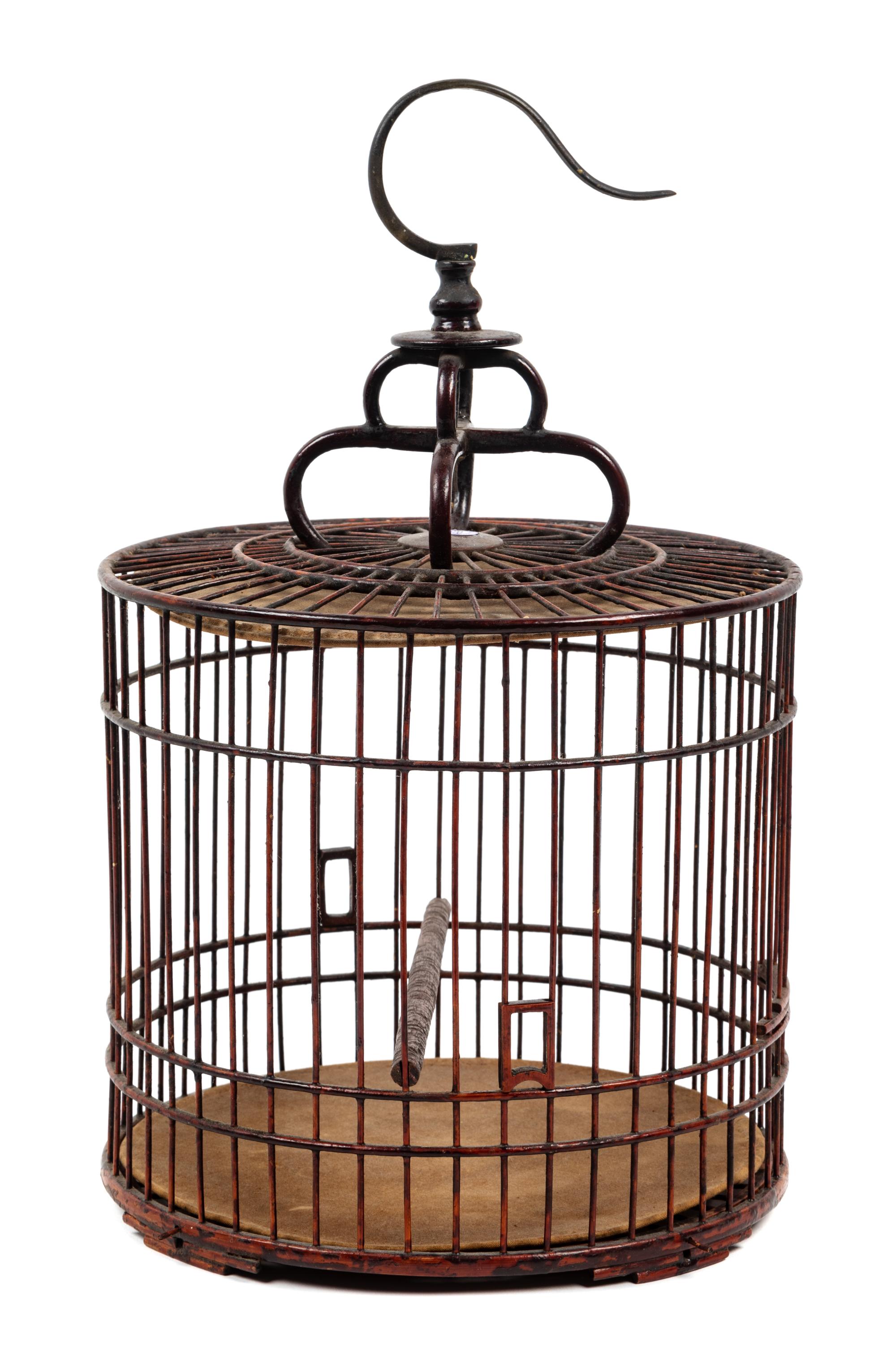 A Chinese Bamboo Birdcage Height 16 inches. — 19TH CENTURY