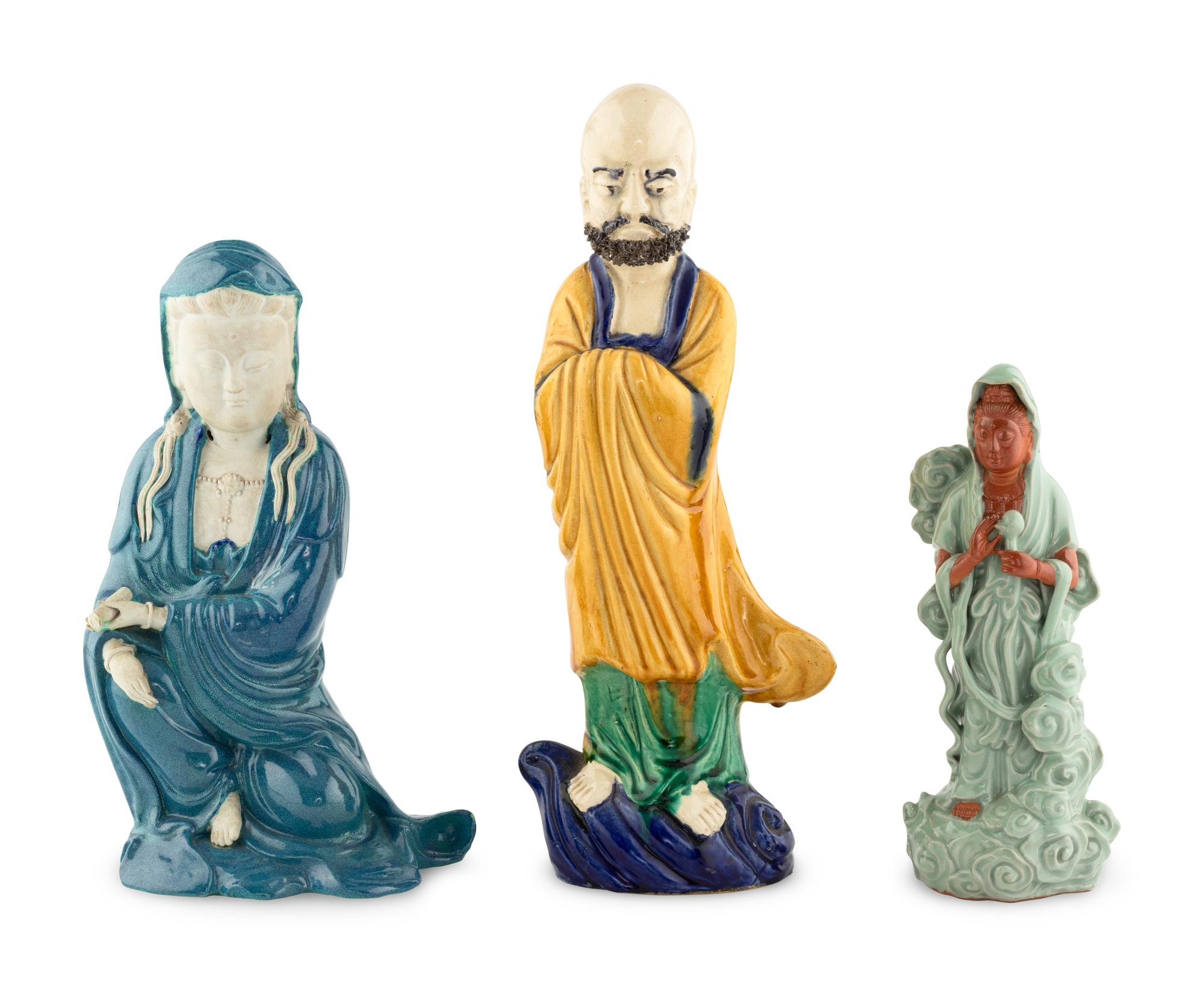 Three Chinese Porcelain Figures of Immortals