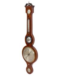 A George III Mahogany Wheel Barometer and Thermometer
