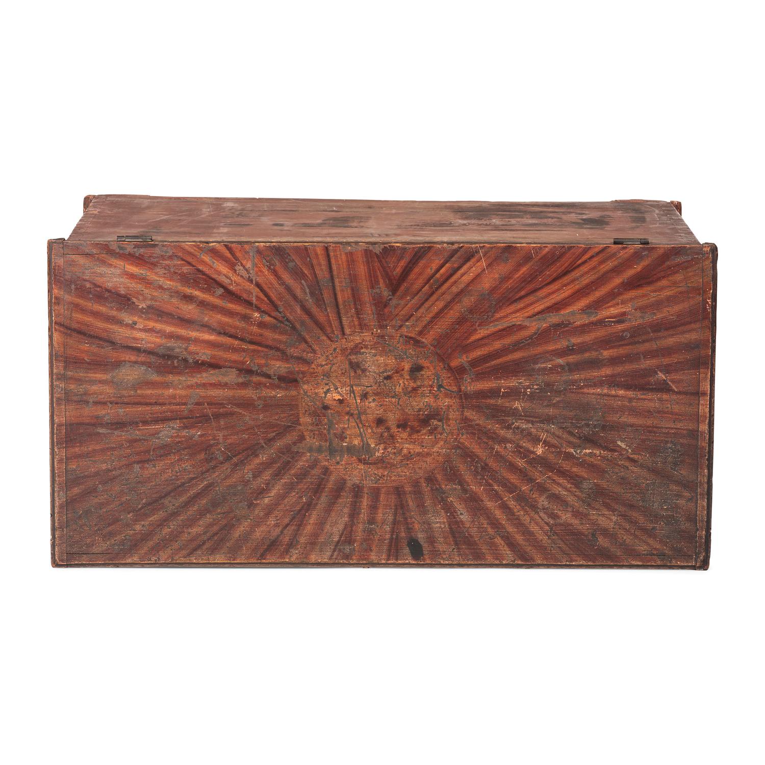 A Wooster, Ohio Grain Painted and Stencil Decorated Poplar Blanket Chest