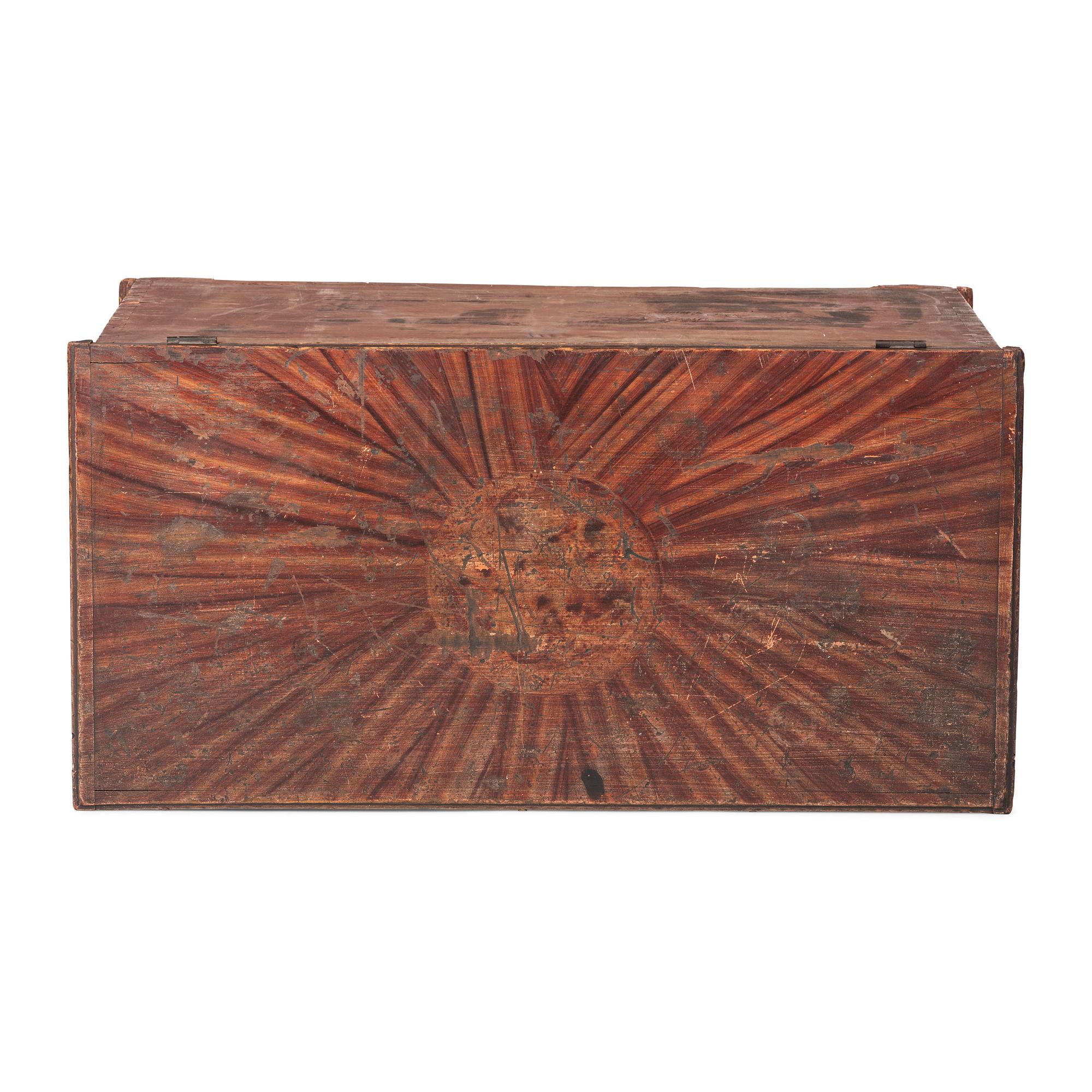 A Wooster, Ohio Grain Painted and Stencil Decorated Poplar Blanket Chest