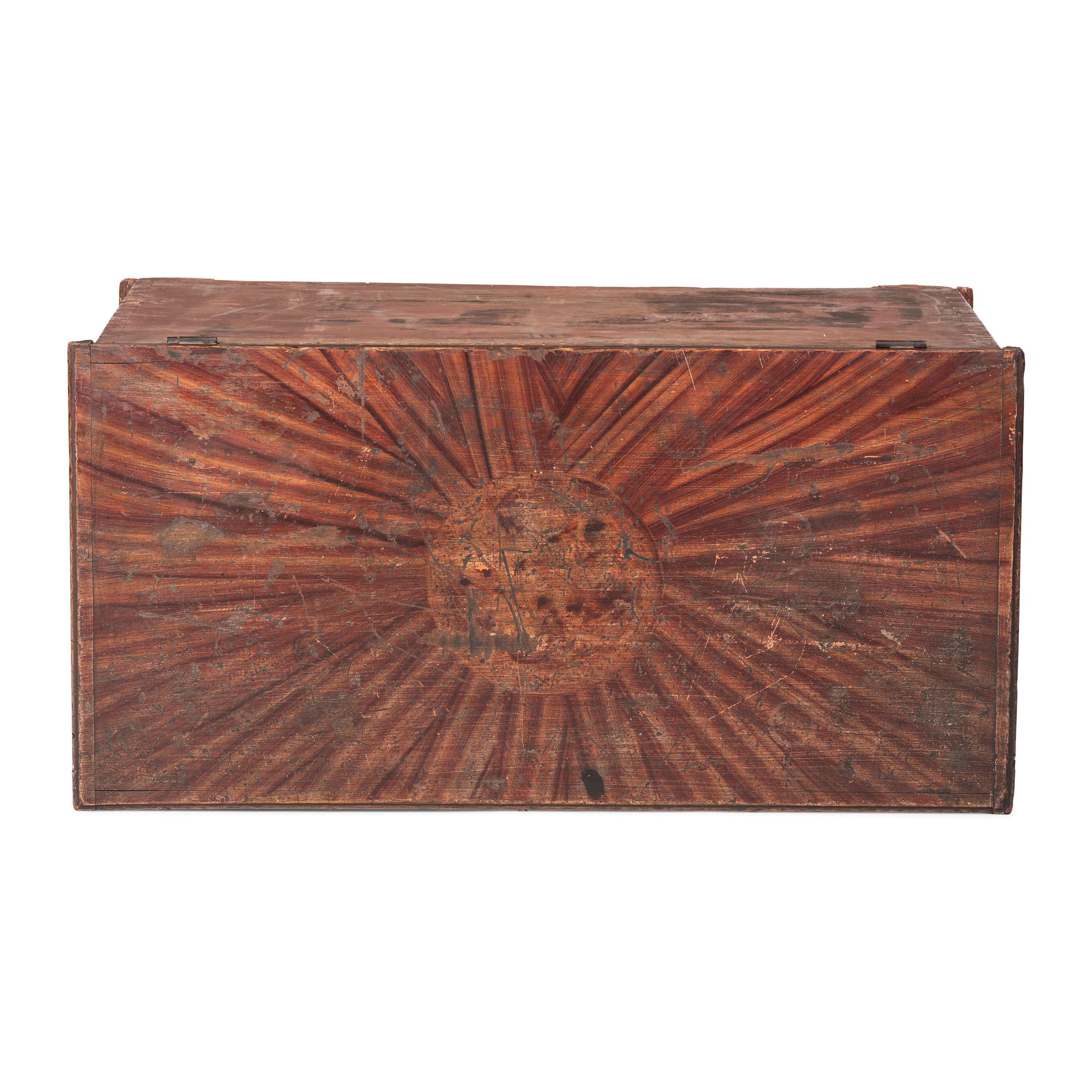 A Wooster, Ohio Grain Painted and Stencil Decorated Poplar Blanket Chest
