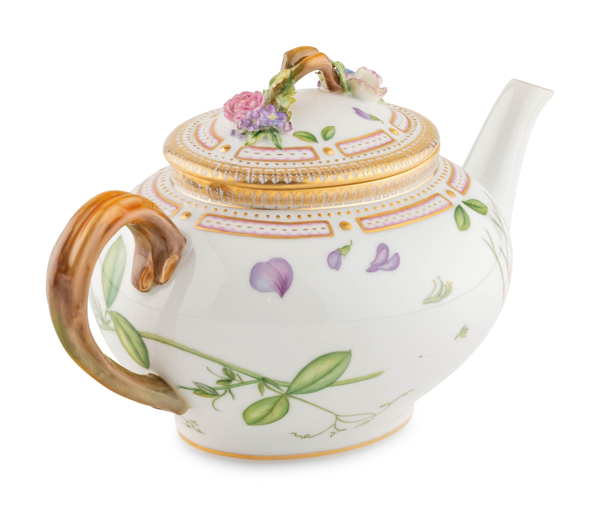 A Royal Copenhagen Flora Danica Porcelain Tea Pot