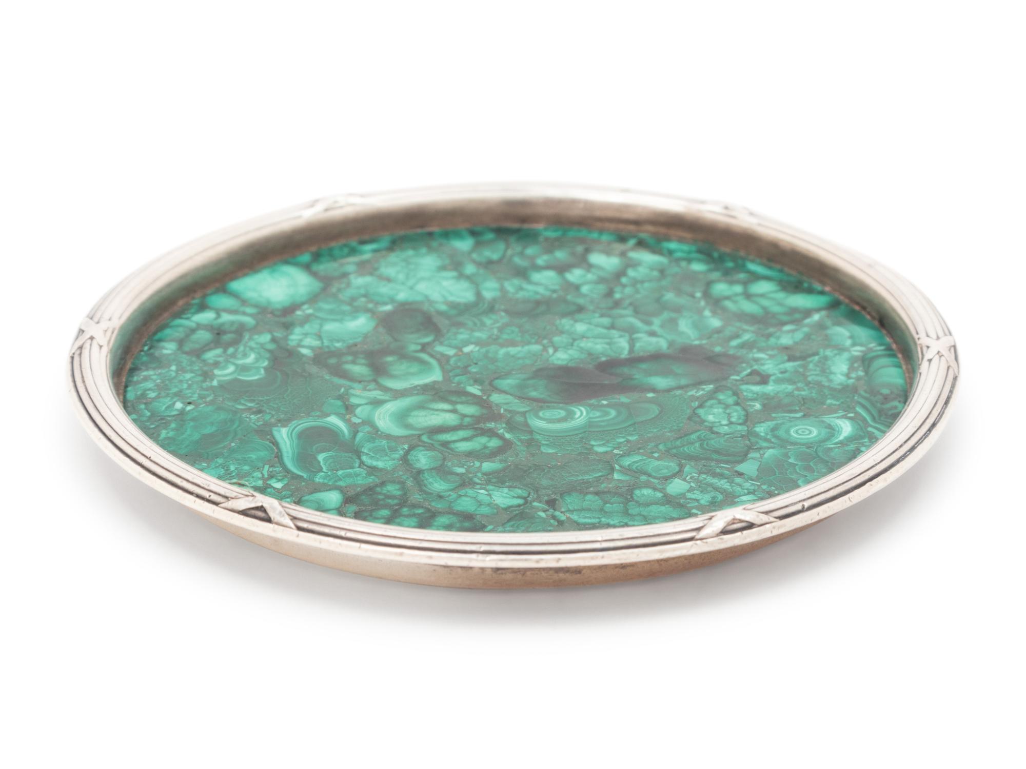 A Fabergé Silver and Malachite Coaster