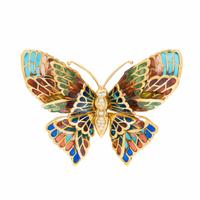 ENAMEL, DIAMOND, AND YELLOW GOLD BUTTERFLY BROOCH