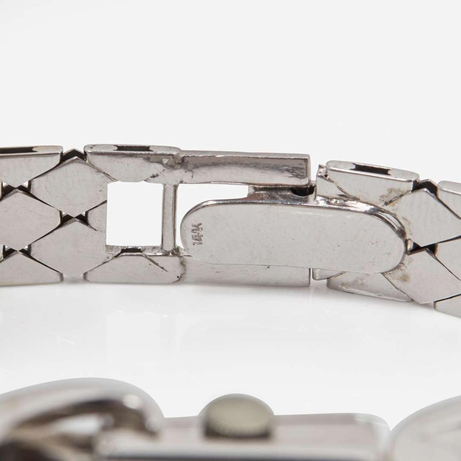 A Retro 14K White Gold, Diamond, and Sapphire Watch