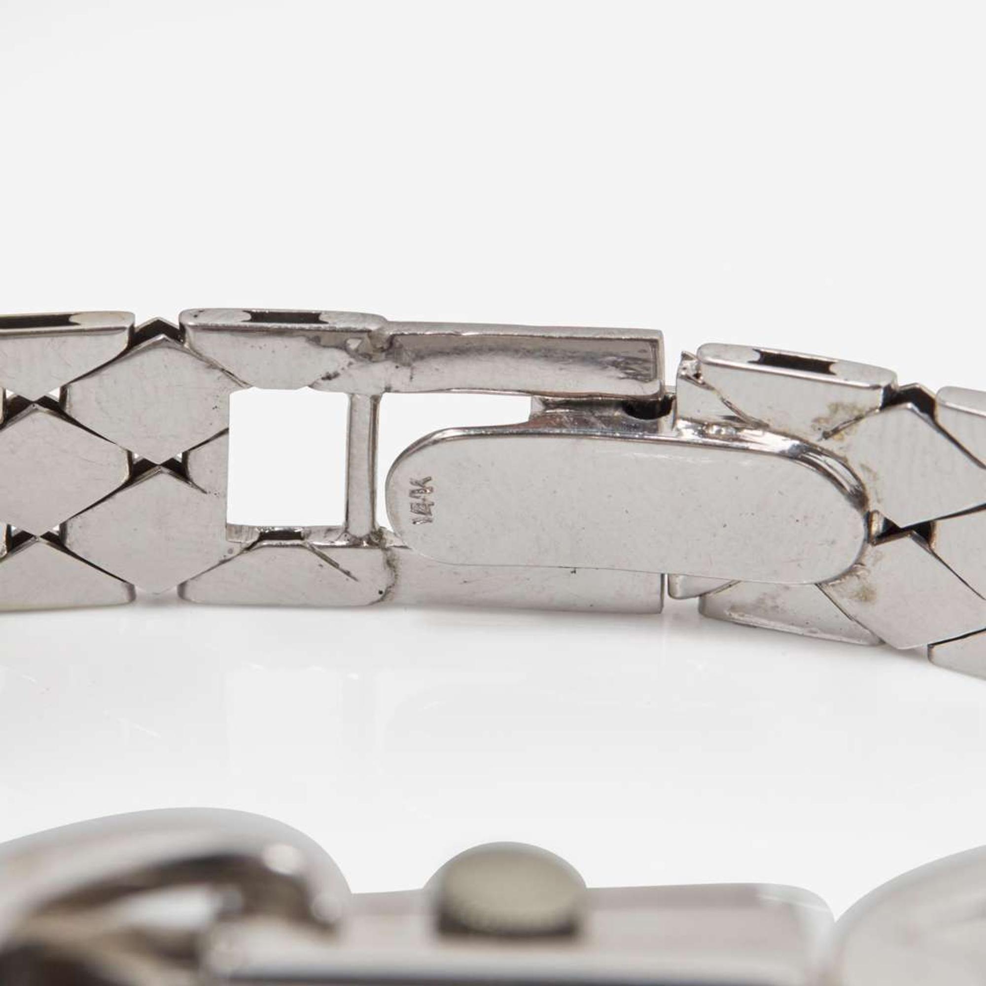 A Retro 14K White Gold, Diamond, and Sapphire Watch