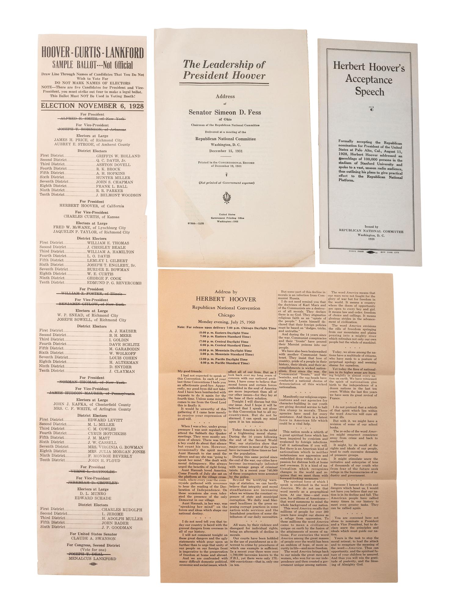 [POLITICS]. A large group of political ephemera from the 1920s-1940s.