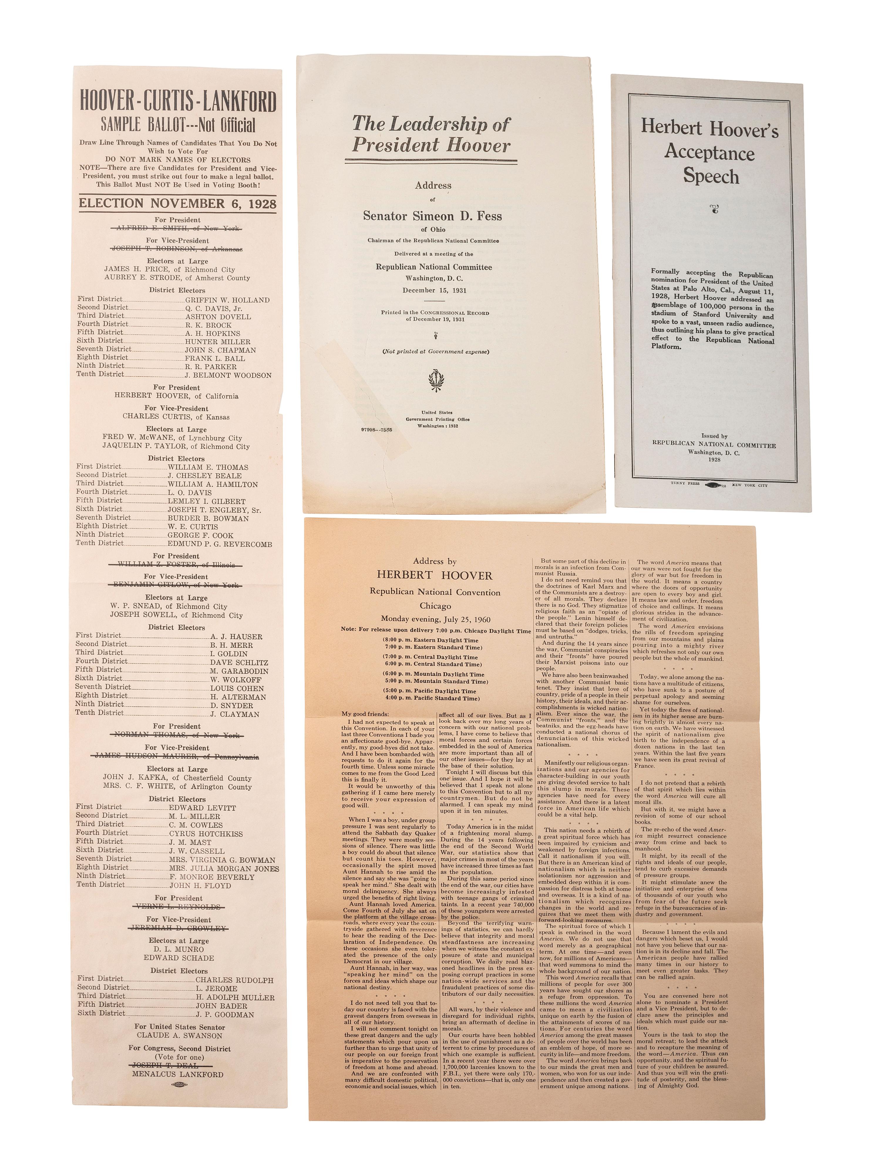 [POLITICS]. A large group of political ephemera from the 1920s-1940s.