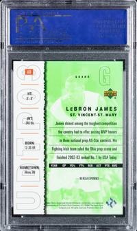 A 2003 Upper Deck Top Prospects LeBron James Rookie Basketball Card No. 60 (PSA 10 GEM MINT)