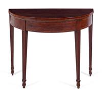 A Continental Mahogany Demilune Game Table