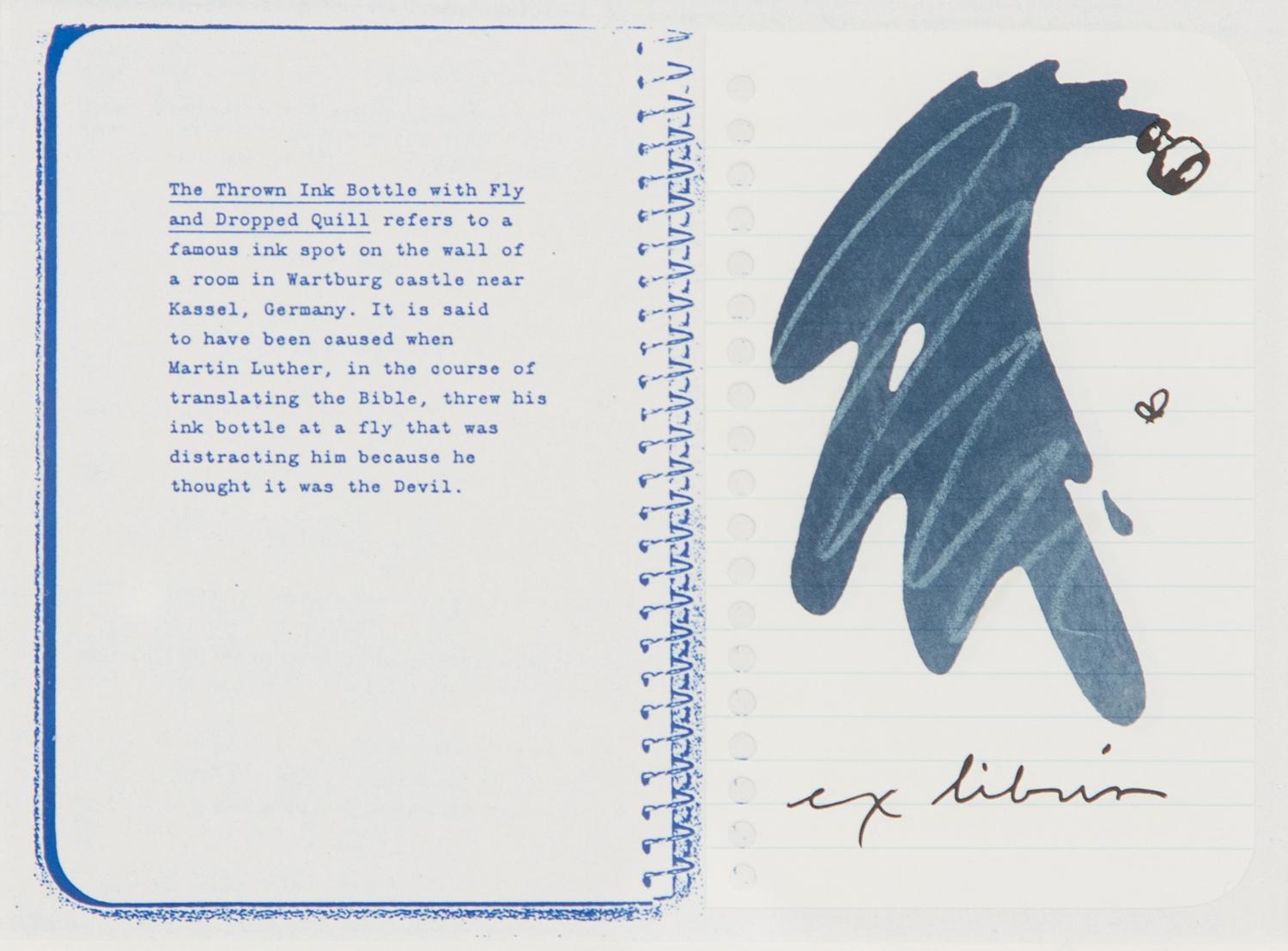 Untitled, Ex Libris for Printed Matter, Thrown Ink Bottle With Fly