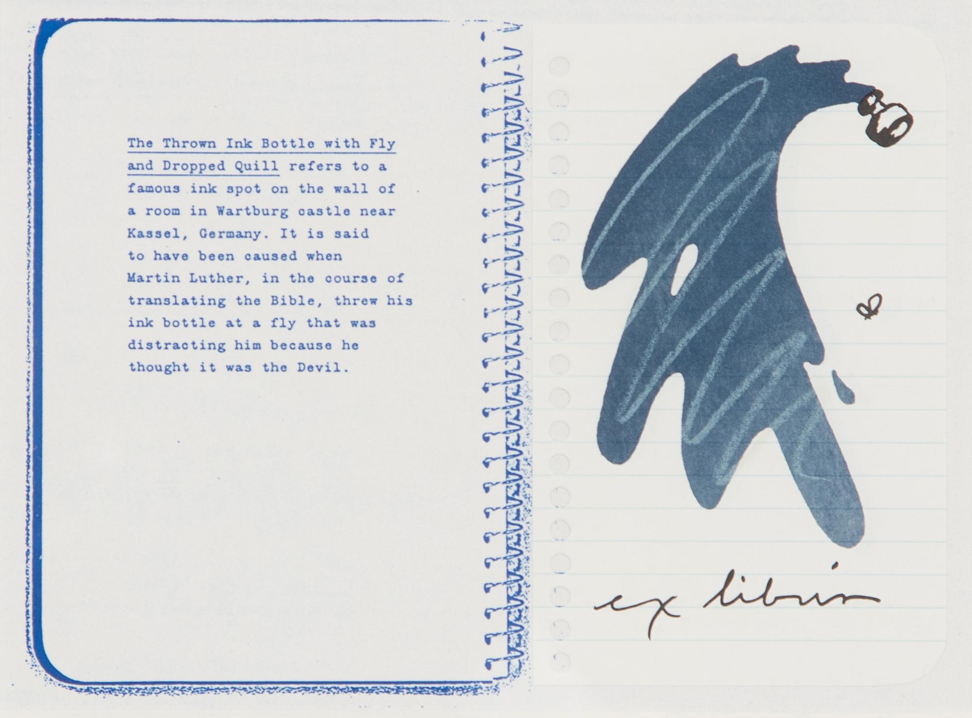 Untitled, Ex Libris for Printed Matter, Thrown Ink Bottle With Fly