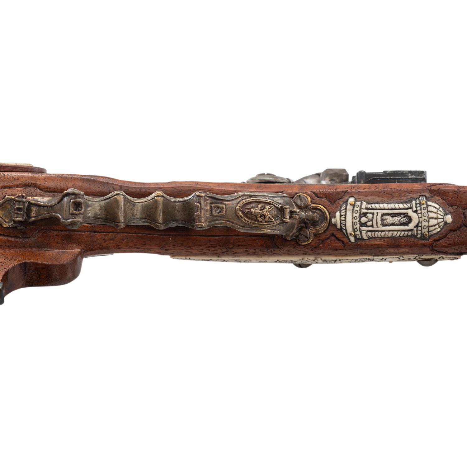 Contemporary Cheekstock Flintlock Rifle with Diana Motifs by John B. Derrick (American, b.1936)