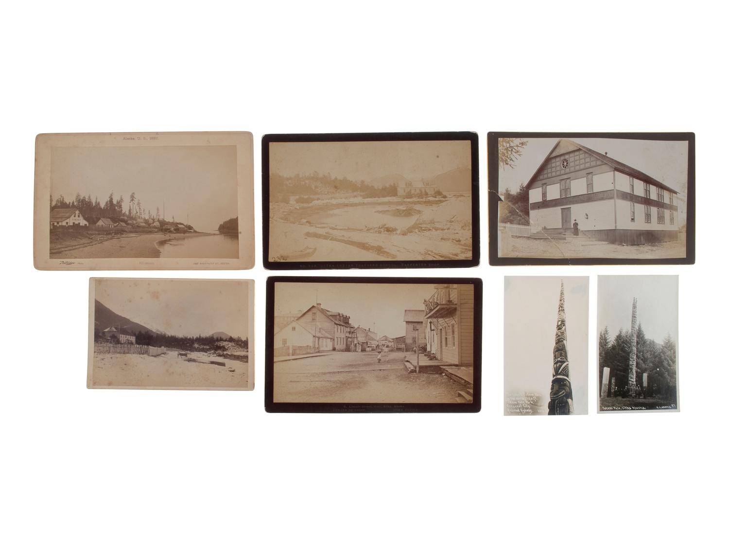 [NATIVE AMERICANS - WESTERN AMERICANA]. 10 photos of Alaska, incl. view of Indian Mission building.