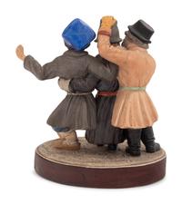 A Russian Bisque Porcelain Figural Group of Peasants