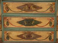 A Pair of Italian Painted Commodini with Marble Tops