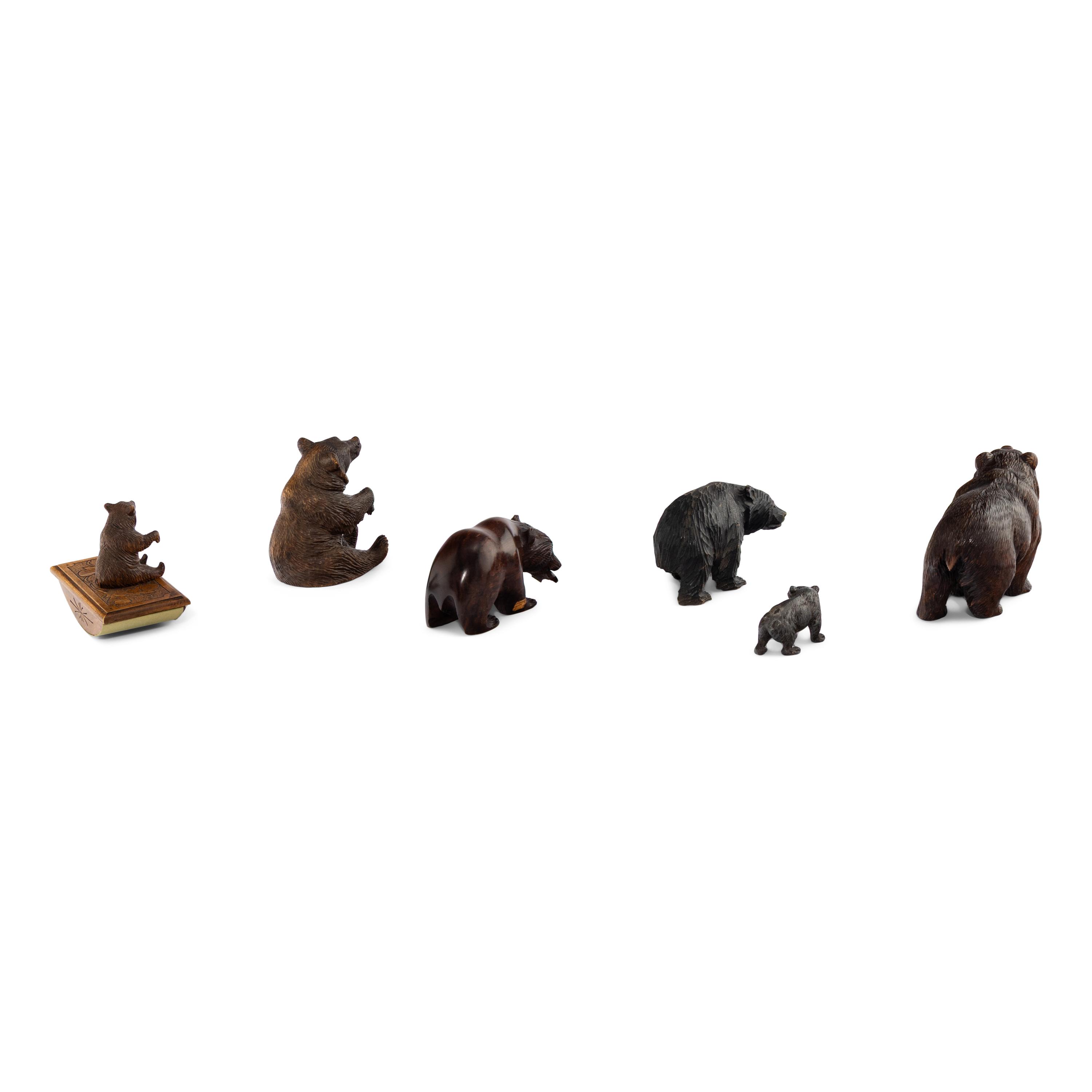 A Group of Six Black Forest Carved Bears