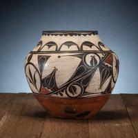 Zia Polychrome Pottery Jar, with Trios Design