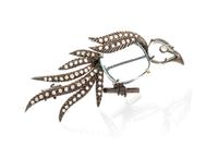 A Collection of 18 Karat Gold, Diamond and Aquamarine Brooches, 14.40 dwts.