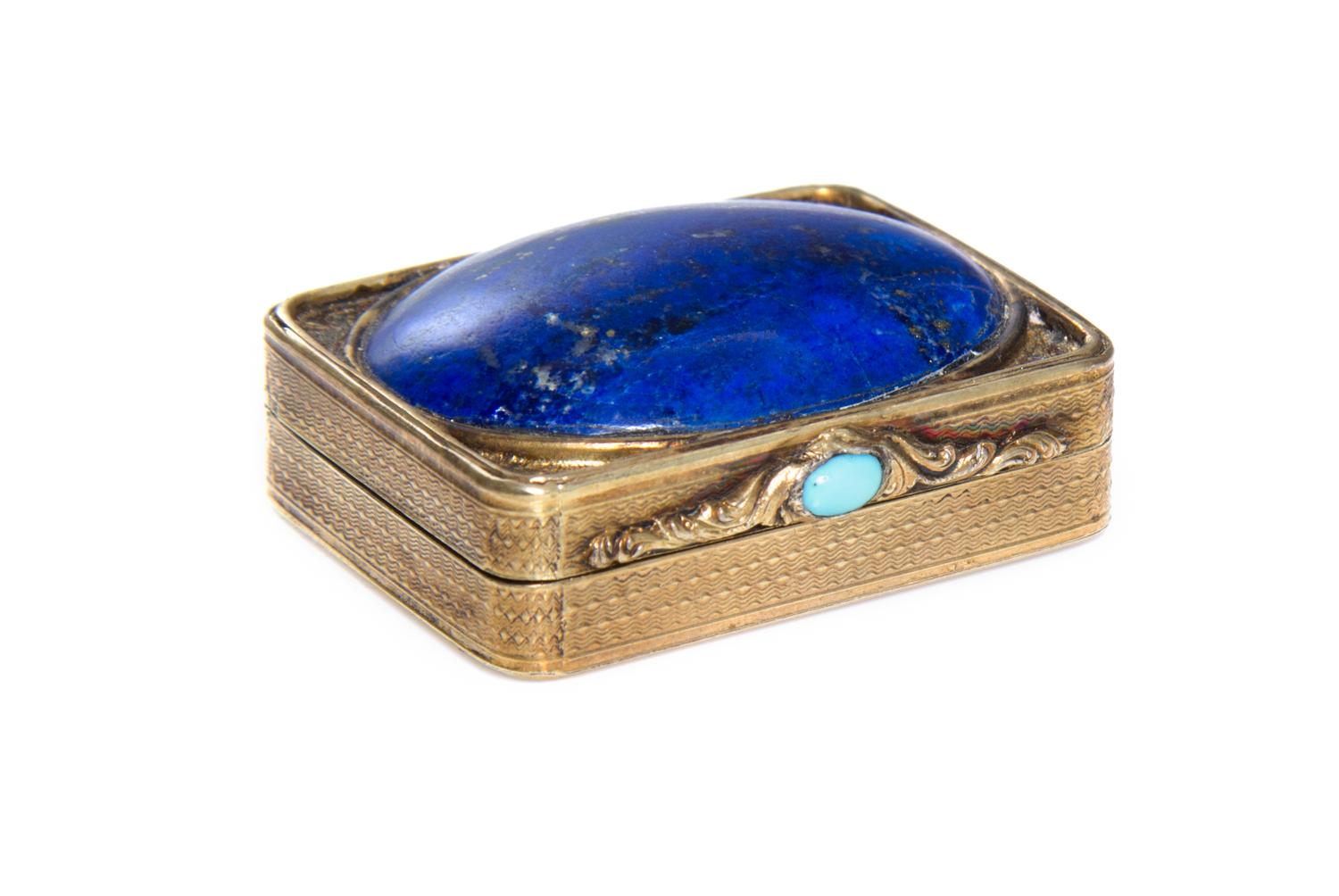 A William IV Silver-Gilt and Stone Inset Vinaigrette, Charles Reily & George Storer, London, 1832, of rectangular hnged form inset with
