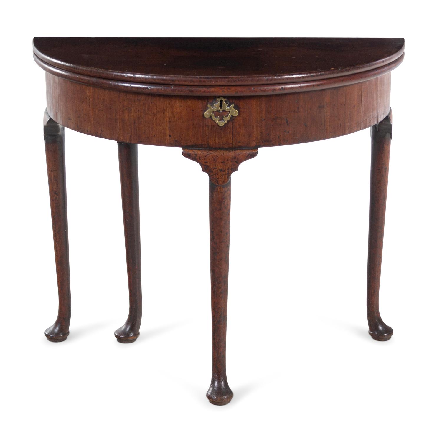 A George I Oak Demilune Game Table